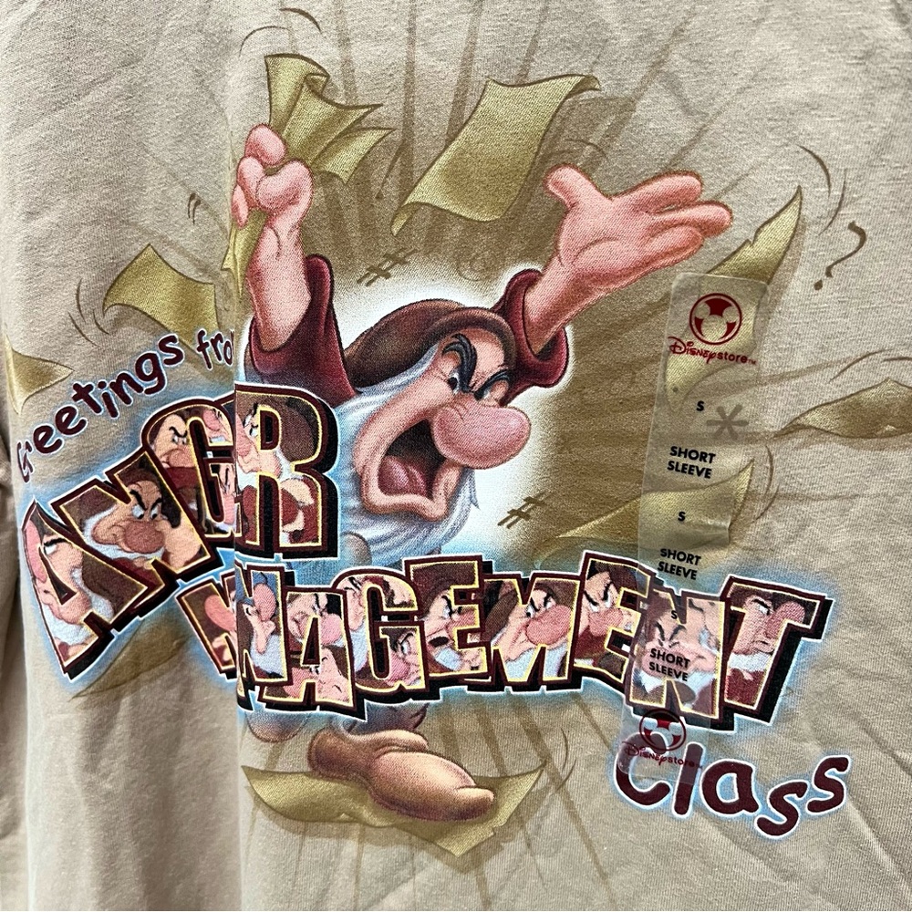 DISNEY 7‎ Dwarfs Grumpy Dad T-shirt Anger Management  Boyfriend Tee Fun Y2K NWT